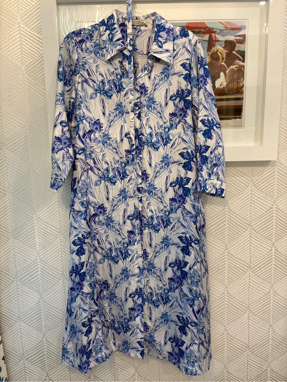 Rani Arabella Blue and White Floral Midi Shirt Dress